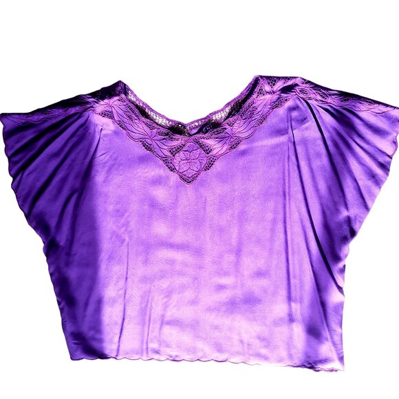 Red Threads Women 1X Purple Kimono 3 Piece Skirt Set Embroidered Vintage NOS - Picture 5 of 16